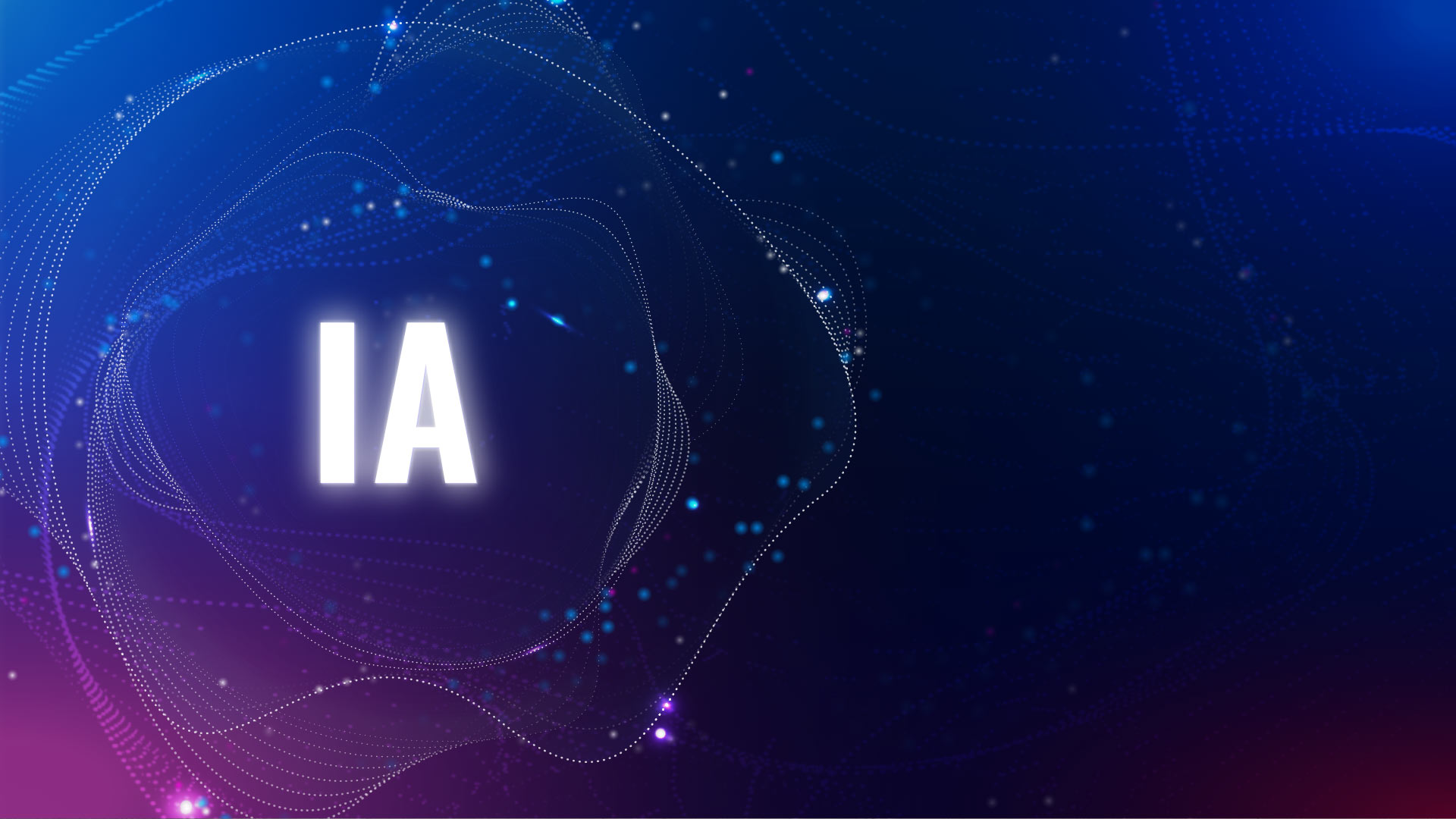 imagen de fondo azul con una red de puntos blancos y siglas de Inteligencia Artificial